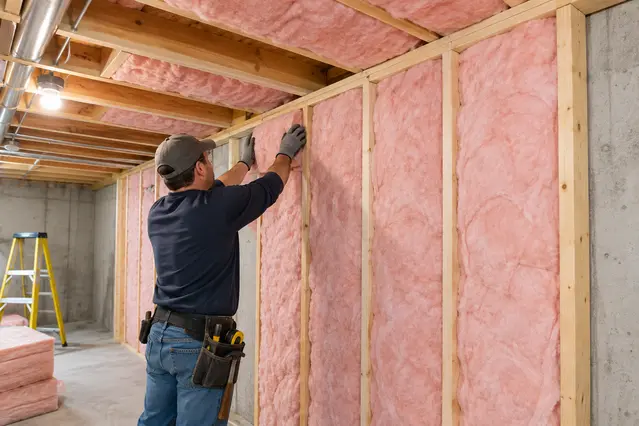 Basement Wall and Ceiling Batt Insulation